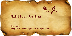 Miklics Janina névjegykártya